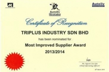 2013/ 2014 - AUTOLIV HIROTAKO - Most Improved Supplier Award